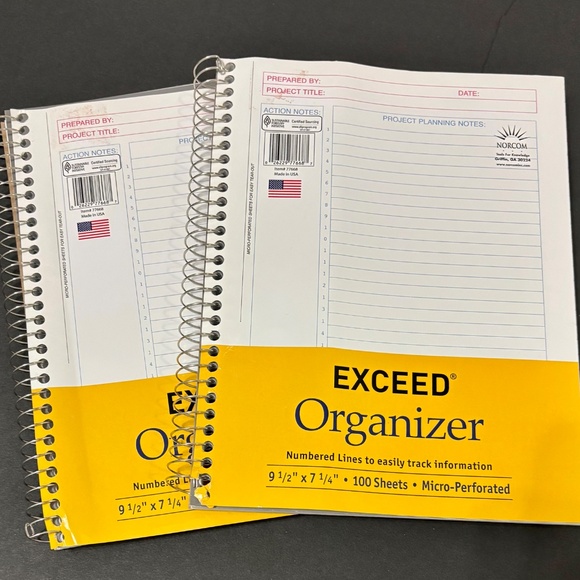 NEW Two Norcom Spiral Bound Project Planner Organizer Notebooks 100 Sheets Each - Picture 2 of 6